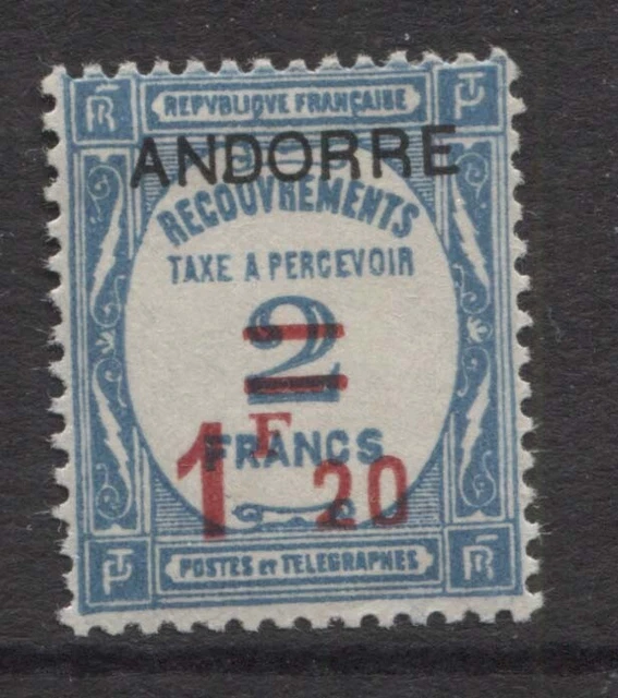 ANDORRA - 1931/32 POSTAGE DUE 1f20 ON 2f  MINT SG.FD36 (REF.E15)
