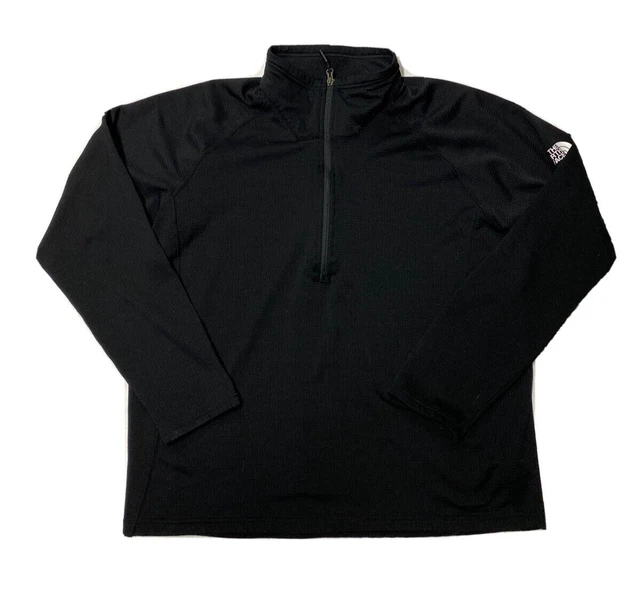 The North Face 1/4 Zip Mens XL Black Waffle Thermal Sweater Sweatshirt Pullover