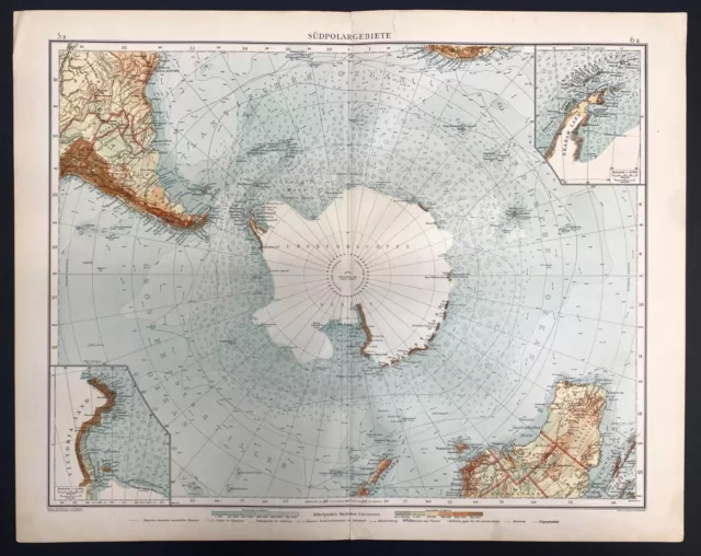 Andrees Allgemeiner Handatlas - 1899 (South Pole) Rare Map