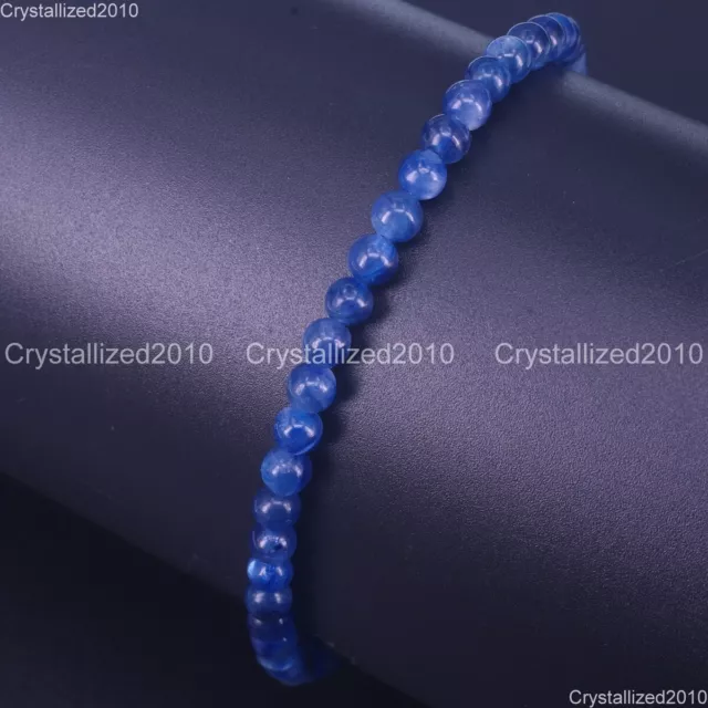 Natural Faceted Round Gemstone 2mm 3mm 4mm Handmade Beads Stretchy Bracelet  925