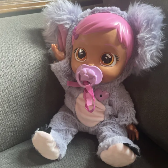 Cry Babies Koali Feel Better Crying Doll Koala Pink Hair. T3 works. Baby