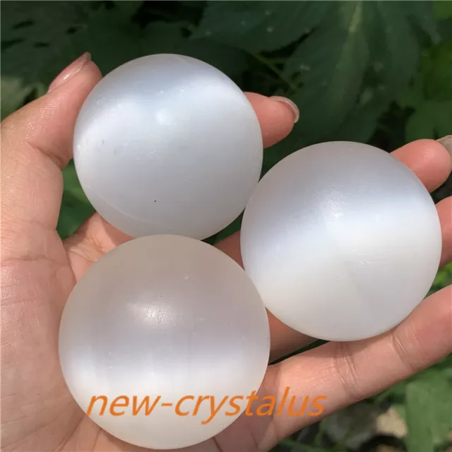 48mm+ Carved Natural Selenite Sphere Quartz Crystal Ball Reiki Healing 1pc 2