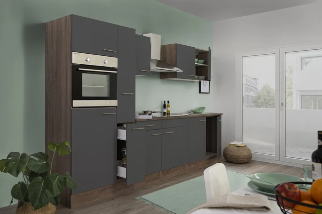 Vicco Mueble de cocina R-Line, Gris noble/antracita, 200 cm sin