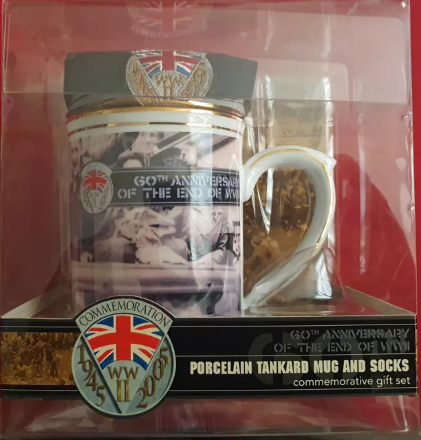 Commemorative Porcelain Mug & Socks 60th Anniversary of end of WWII 1945 - 2005