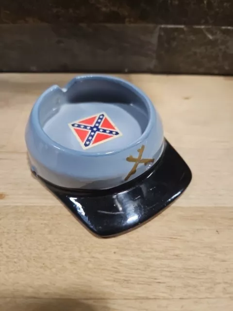 Vintage Civil War Centennial Porcelain Ashtray Confederate Cap CSA