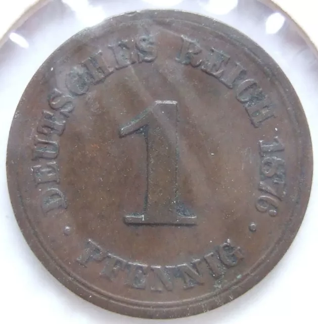 Moneta Reich Tedesco Impero 1 Pfennig 1876 F IN Very fine / Extremely