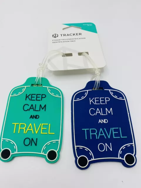 Keep Calm and Travel On Luggage Suitcase Carry-On ID Tags Set of 2