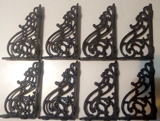 Wall Shelf Brace Brackets Cast Iron 4 1/4" x 3 1/4"  Brown with Screws Set of 2 4