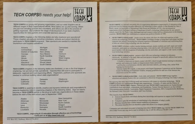 TECH CORPS "Needs your Help!" A4 Mailout