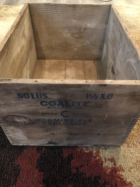 Atlas Powder Co. Empty Wood Crate Box High Explosives Electric  Blasting Caps 5