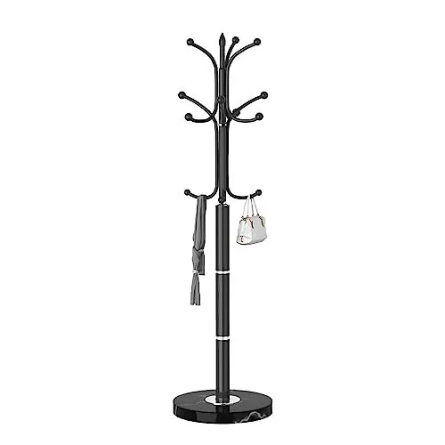 Snaikor Metal Coat Rack Freestanding Sturdy Coat Rack Stand with Natural Marb...