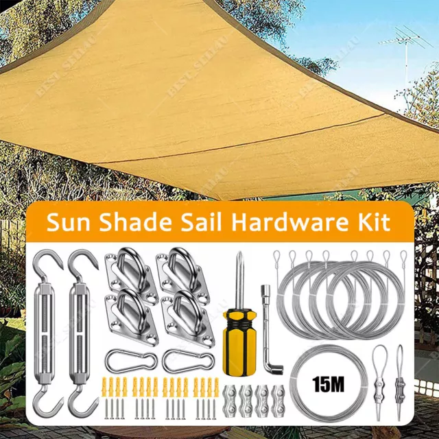 Stainless Fixing Fitting Kit Sun Shade Sail Garden Patio Sunscreen Awning Canopy