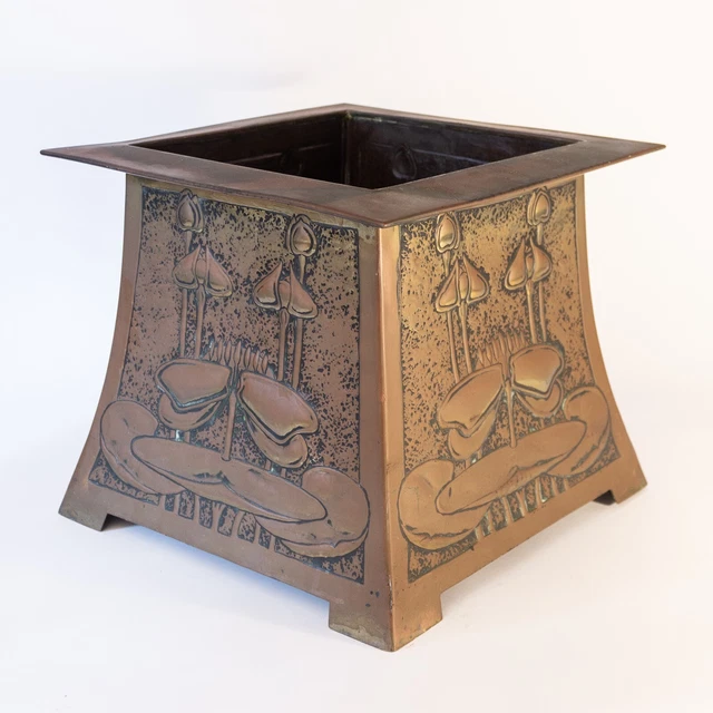 Large Glasgow Style Arts and Crafts Brass Jardiniere by Margaret Gilmour