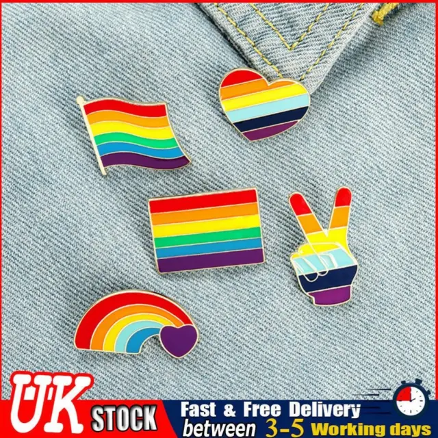 UK Rainbow Creative Badge Pins Metal Pride Buttons Pins for Backpack Clothing De