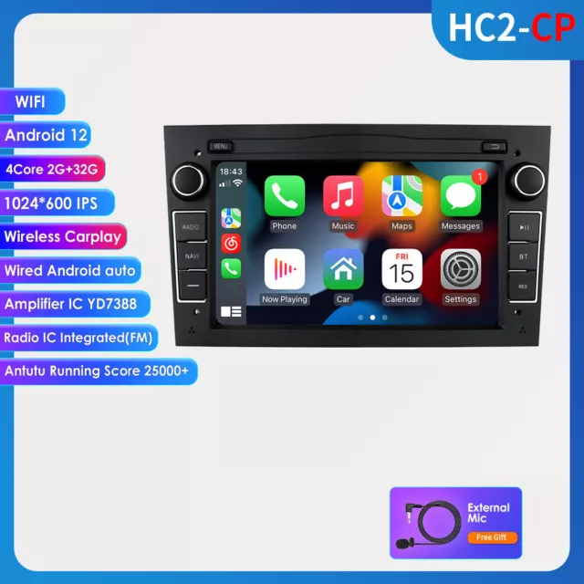 2+32GB Carplay Android 12 Autoradio GPS Für Opel Zafira A Corsa D Vectra C Astra