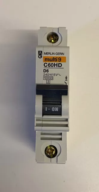 Merlin Gerin Multi9 C60HD 106 6A 1P Curve D MCB Circuit Breaker 6 Amp Brand New