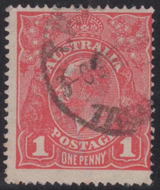 Australia KGV 1d red SW rough paper rose-red, used -2-