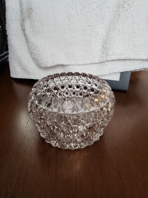 Vintage Brilliant Cut Hexagon Pattern Pressed / Depression Glass 5" Bowl /...