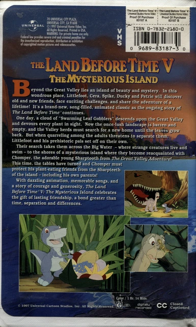 THE LAND BEFORE Time V: The Mysterious Island (VHS, 1997, Clamshell) $2
