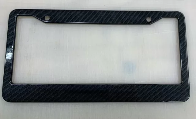 Carbon Fiber Style Metal Two Hole Wide Bottom Car Truck Universal License Frame