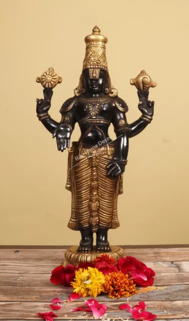 Brass Black Golden Tirupati Balaji Statue Vishnu Idol Vanketash Govinda Deity