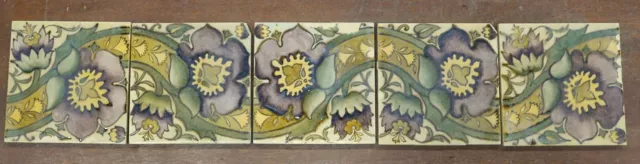 England 5-Tile Set Antique English Attributed to William Morris