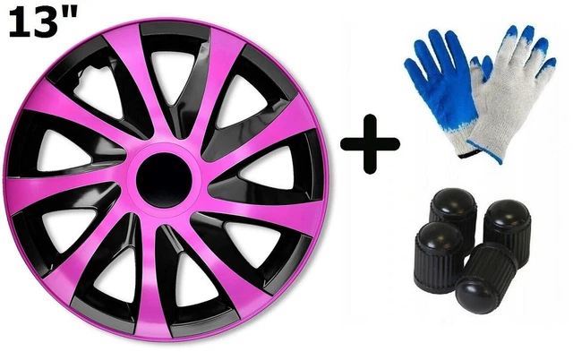 13" DRACO CS PINK & BLACK wheel TRIMS car covers HUB CAPS set of 4 | 3564