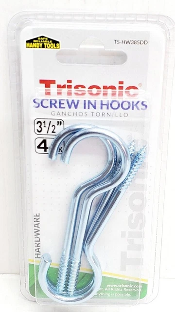 Utility Hooks 3-1/2" Large Screw Eye Steel Ceiling Hang Frames Gate 4 Pack New