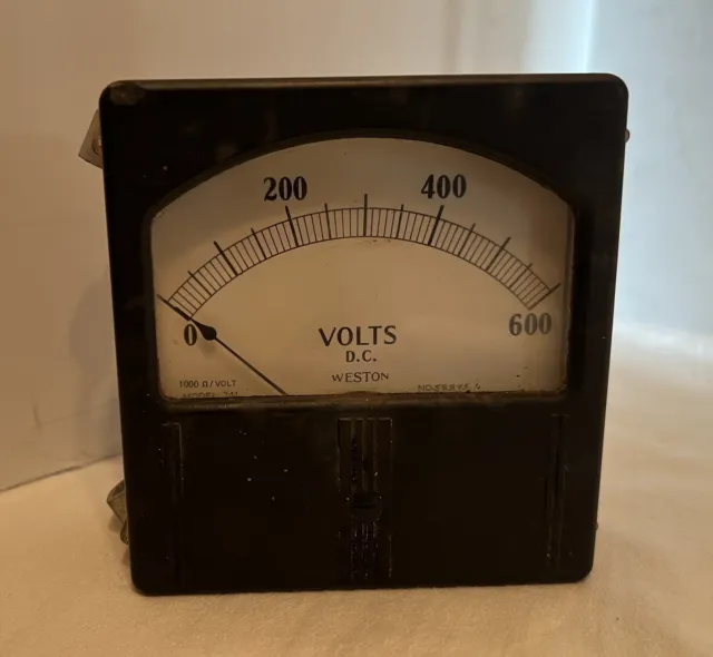 Vintage Weston Panel Gauge Voltage Meter DC Model 741 0-600 Volt