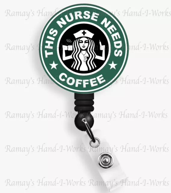 RETRACTABLE BADGE HOLDER Reel. Laser engraved coffee inspired fall  halloween HP $5.98 - PicClick
