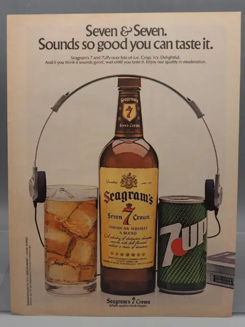 Vintage Revue Annonce Imprimé Design Publicité Seagram's 7-UP Whiskey