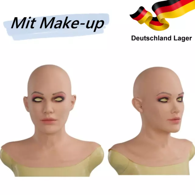 DE Stock Silikon Weibliche Kopfbedeckung Mit Make-up Für Männer Crossdresser