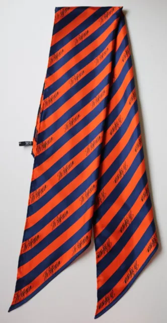 Orange & blue striped Silk Cravat Neckerchief Hand rolled