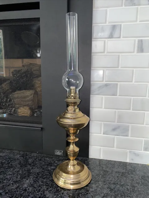 Reed & Barton Vintage BRASS Early-American Colonial Candle Stick Oil Lamp OOAK