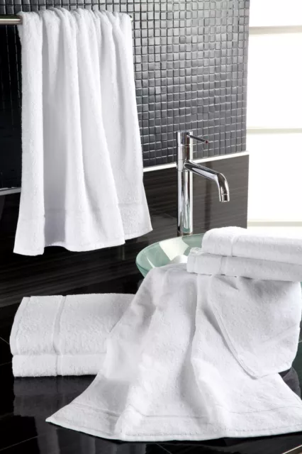 10-120x Handtuch 50x100 cm weiß 100% Baumwolle Frottier *Hotel-Qualität*
