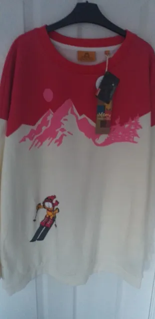 NEXT XXL GARFIELD Skiing Ski Sweatshirt with Mountains Design New With Tags 