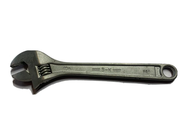 Vintage SK Professional Tools 10" Adjustable Wrench - Excellent Condition