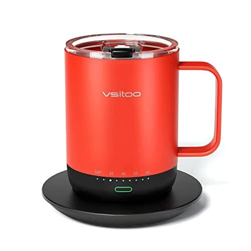 Temperature Control Smart Mug With Lid Coffee Mug Warmer With Mug For Desk Home