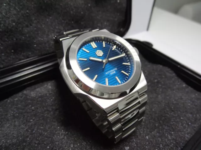 Montre Automatique " SAN MARTIN " SN076-G - 42mm - Cadran Bleu - Saphir - NEUF