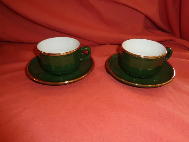 French Apilco Small  Bistro Coffee Cup  Saucer Yves Deshoulieres 8 across x 2