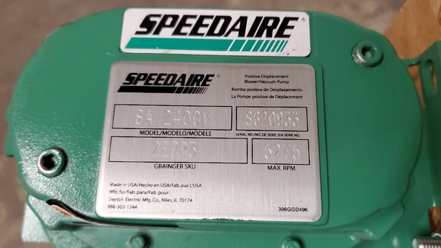 SPEEDAIRE SA2400V Positive Displacement Blower 2EPP3  V-BHC, NEW SEE DESCRIPTION 5
