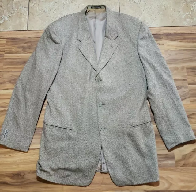 Vtg Georgio Armani Le Collezioni Cashmere Jacket Coat Gray Sz 42L 3 button