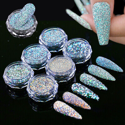 Polvo reflectante de brillo de uñas pigmento de cristal polvo holográfico diamante brillante ❤