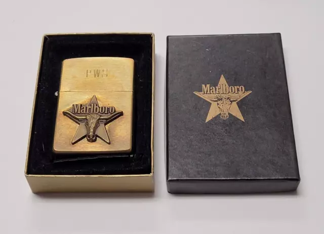 Vintage Zippo 1992 Marlboro Longhorn Star Brass Lighter | New / Unused | RARE |