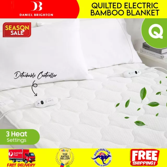 Brighton Hypoallergenic Fully Fitted Bamboo Quilted Soft Electric Blanket Queen