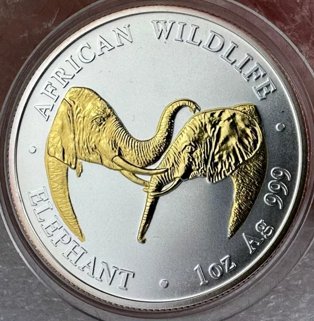 Sambia Elefant 1 Unze Silber 2002 African Wildlife gilded