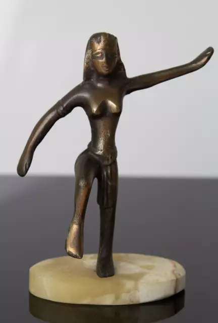 Ägyptische Büsten, 3er-Konvolut, Messing-Figuren auf Marmor-Sockel, vintage Deko