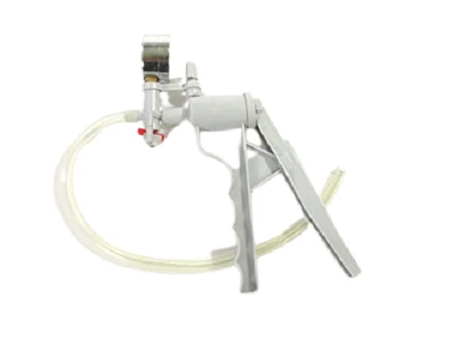 Vaccum pump hand operated w/meter polychlorlethylene light weight elastic valve,