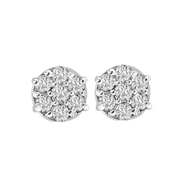 Rund Diamant Cluster Stecker 10k Weiss Gold Damen Ohrringe Im Verkauf 65%Off