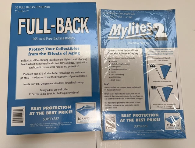 E Gerber Standard 42pt Full-Back Backing Boards & Mylites 2 - 50 Each